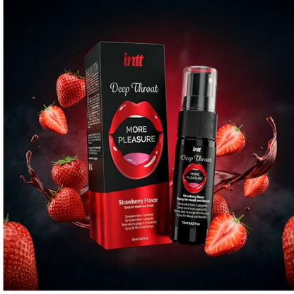 Spray pentru sex oral adânc INTT Deep Throat - More Pleasure, cu aromă de căpșuni, 12 ml