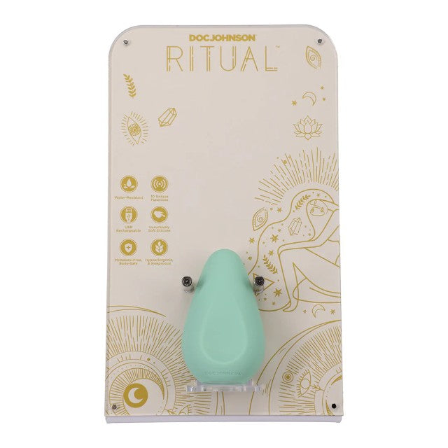 Stimulator clitoris DOC JOHNSON Ritual Chi, din silicon moale, 10 funcții de vibrație, rezistent la apă, verde turcoaz