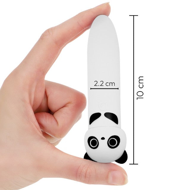 Stimulator clitoris INTENSE Poh Panda Vibrating Bullet, în formă de ursuleț panda, 8 funcții de vibrație, alb cu negru