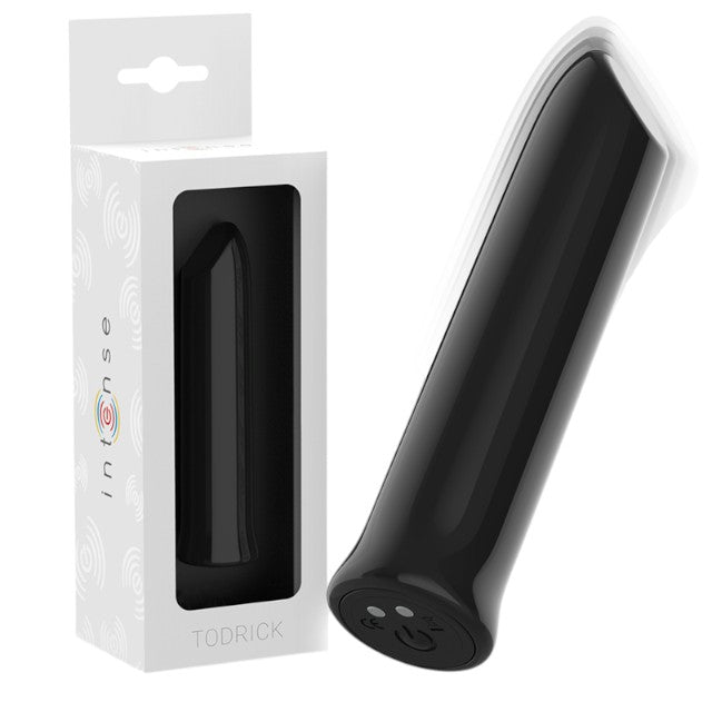 Stimulator clitoris INTENSE Todrick, 10 funcții de vibrație, rezistent la apă, lungime 10.2 cm, negru