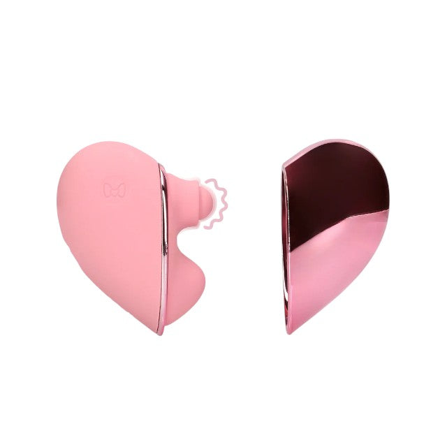Stimulator clitoris LOVELINE Tapping Heart Vibrator, în formă de inimă, 10 funcții de vibrație, culoare roz