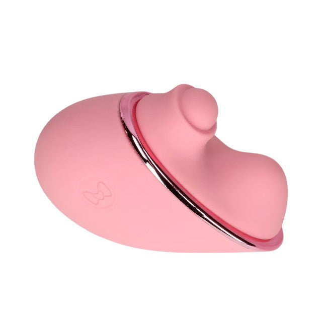 Stimulator clitoris LOVELINE Tapping Heart Vibrator, în formă de inimă, 10 funcții de vibrație, culoare roz