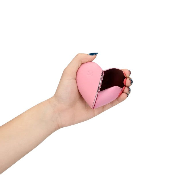 Stimulator clitoris LOVELINE Tapping Heart Vibrator, în formă de inimă, 10 funcții de vibrație, culoare roz