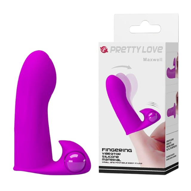 Stimulator clitoris PRETTY LOVE Maxwell, din silicon moale, cu husă pentru deget și vibrator bullet detașabil, mov