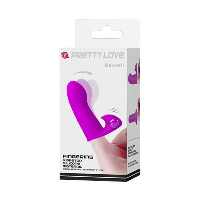 Stimulator clitoris PRETTY LOVE Maxwell, din silicon moale, cu husă pentru deget și vibrator bullet detașabil, mov
