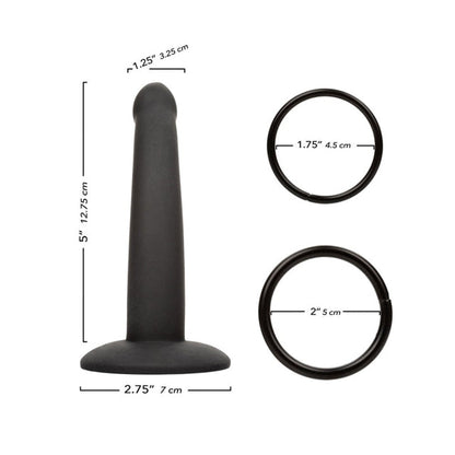 Strap-on pentru picior CALEXOTICS Onyxxx Thigh Strap with Silicone Probe, cu dildo inclus, lungime 12.7 cm, negru