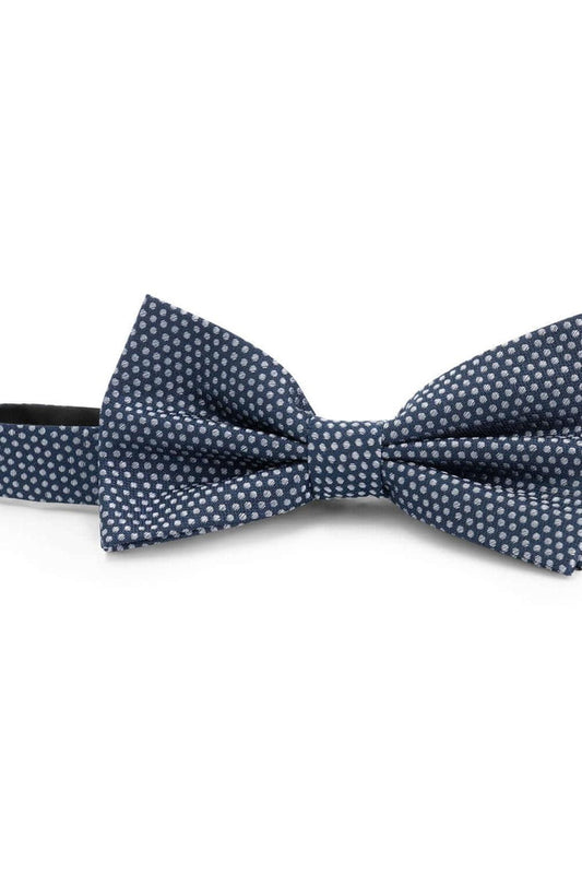 Strik zijde print stippel blauw, blauwe zijden vlinderdas met stipdessin, 100% zijde.