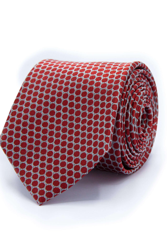 Stropdas collectie rood, stijlvolle stropdas met herhalend stippenpatroon, perfect voor elke gelegenheid.