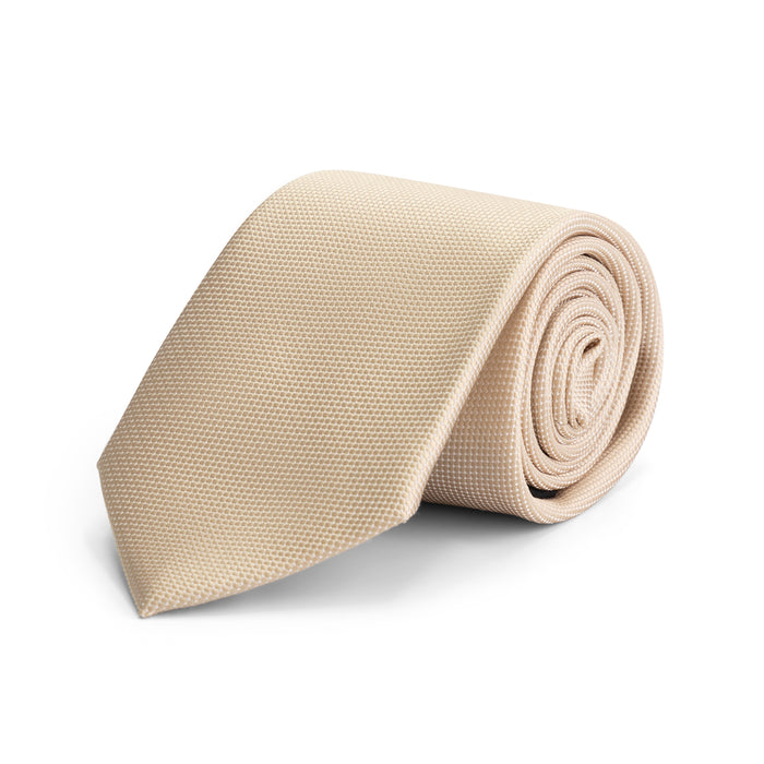 Stropdas PE beige, een kreukbestendige en onderhoudsvriendelijke beige stropdas.