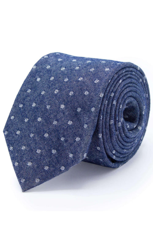 Diepblauwe stropdas zijde blauw met subtiel patroon, 100% zijde, perfect voor formele gelegenheden.