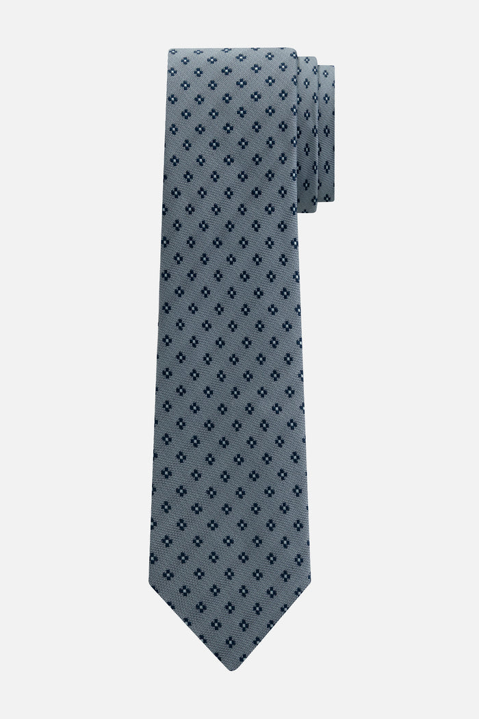 Stropdas zijde bloem blauw met een subtiel patroon in grijs en blauw.