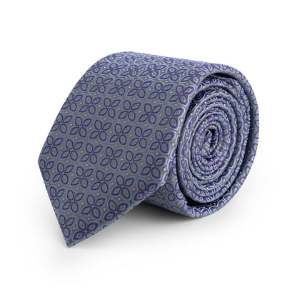 Stropdas zijde bloem paars, elegante paarse zijden stropdas met bloemmotief, perfect voor stijlvolle outfits.