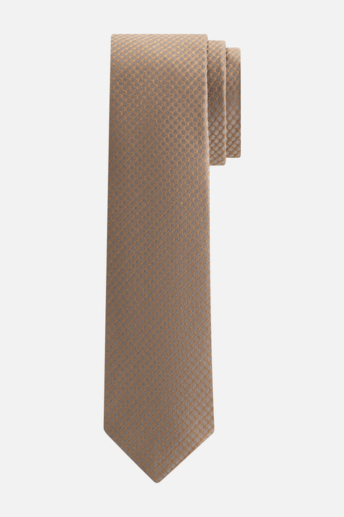 Stropdas zijde gewoven motief beige-zilver