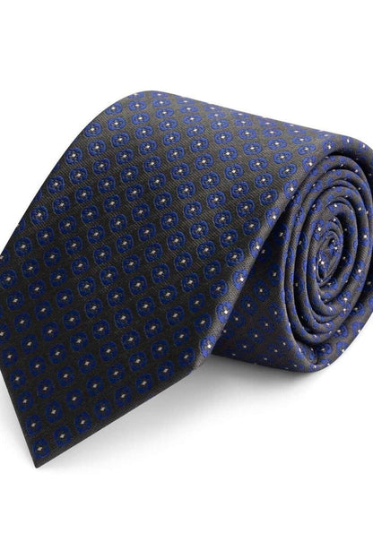 Stropdas zijde grijs/blauw met stip