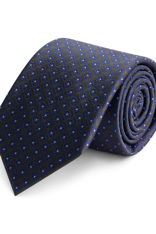 Stropdas zijde grijs/blauw met stip