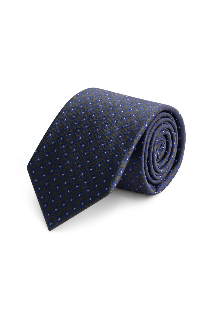 Stropdas zijde grijs/blauw met stip