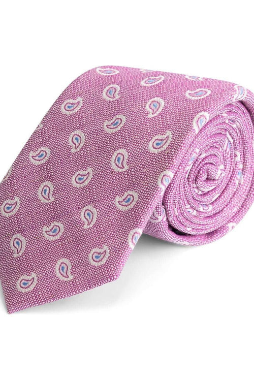 Stropdas zijde mix Paisley Roze Glans, elegante zijden stropdas met paisley design en subtiele glans.