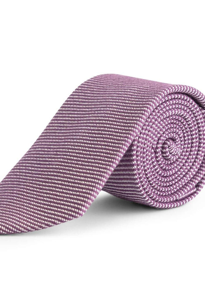 Stropdas zijde mix in paars en witte strepen, elegante en stijlvolle accessoire voor elke gelegenheid.