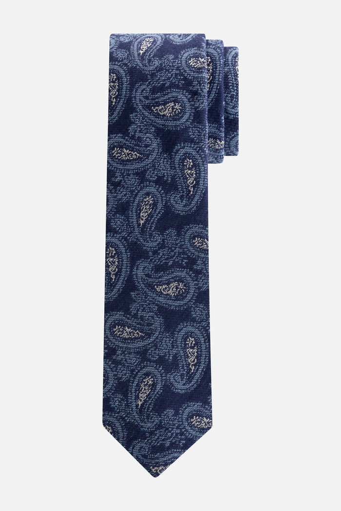 Stropdas zijde paisley blauw