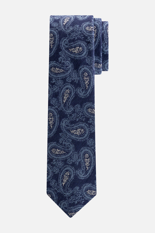 Stropdas zijde paisley blauw