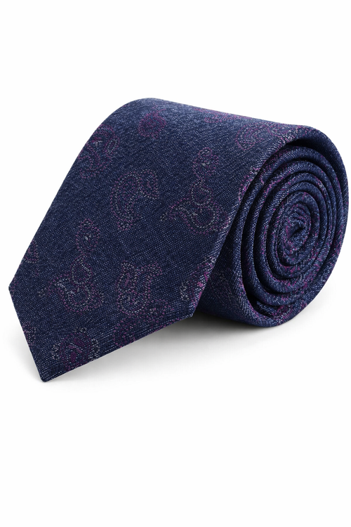 Stropdas zijde paisley blauw, elegante blauwe paisley-stropdas van zijde, perfect voor professionele gelegenheden.