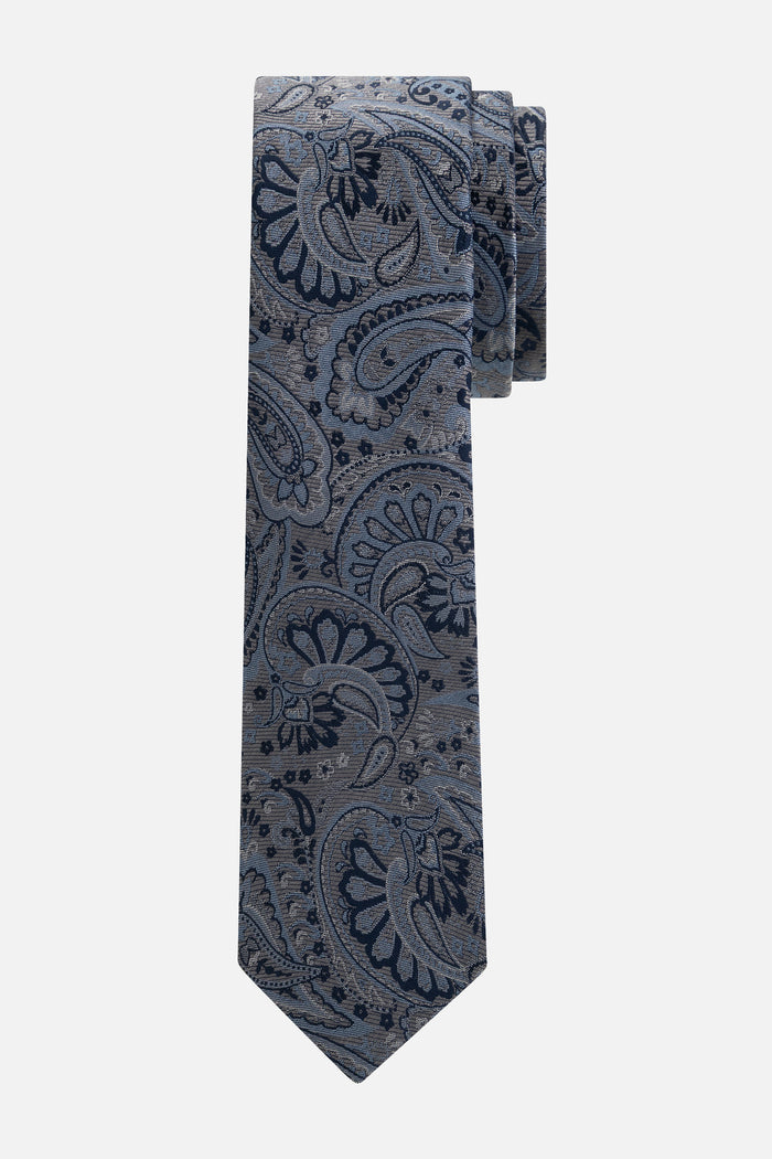 Stropdas zijde paisley donkergrijsblauw