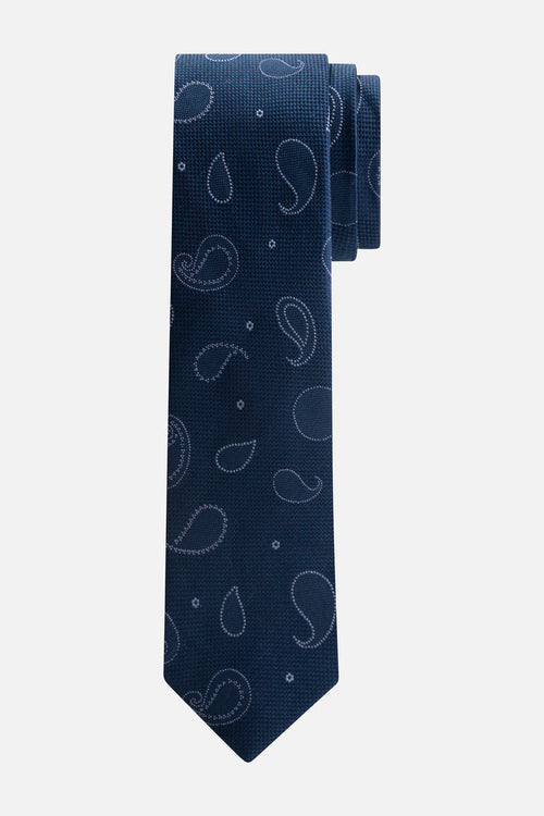 Stropdas zijde paisley navy