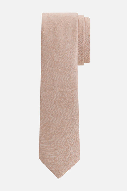 Stropdas zijde paisley zalmroze
