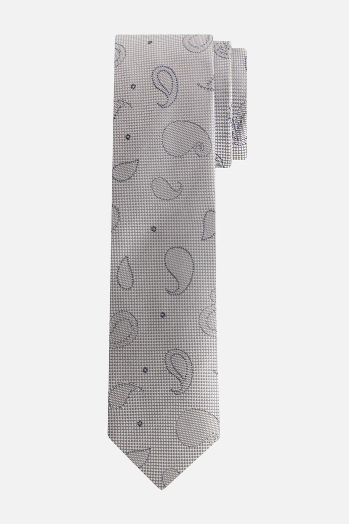 Stropdas zijde paisley zilver