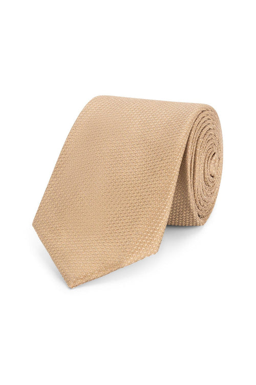 Stropdas zijde patronen goud-bruin, stijlvolle gouden en bruine microstructuur met een elegante afwerking.