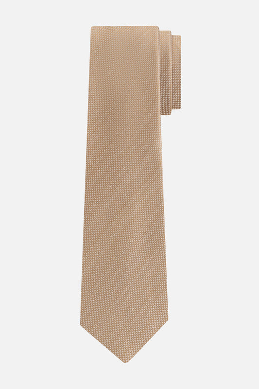 Stropdas zijde print champagne in een elegante champagnekleur met een subtiele print.