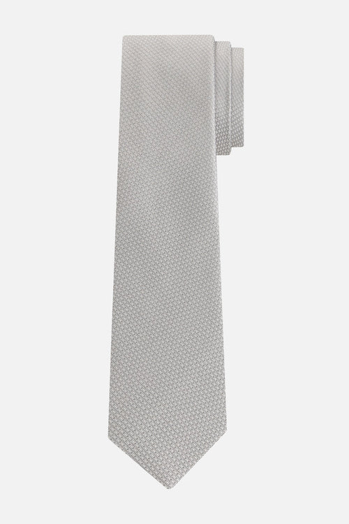 Stropdas zijde print zilver - elegante grijze zijden stropdas met een verfijnd patroon.