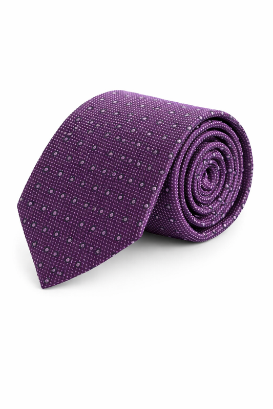 Stropdas zijde stip oudroze, elegante paarse zijden stropdas met stipjes voor formele outfits.