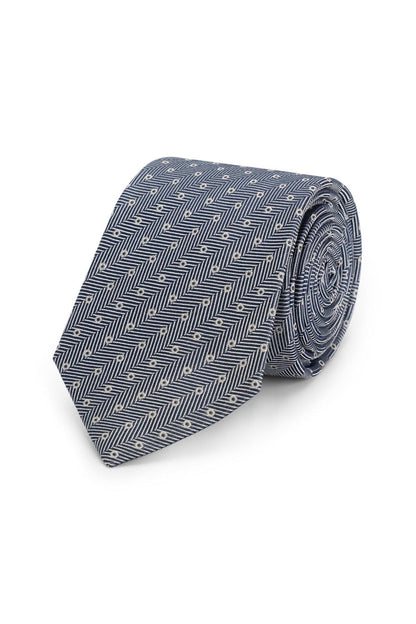 Stropdas zijde stippel blauw, elegante 100% zijde stropdas met visgraatstructuur en subtiele stippelprint.