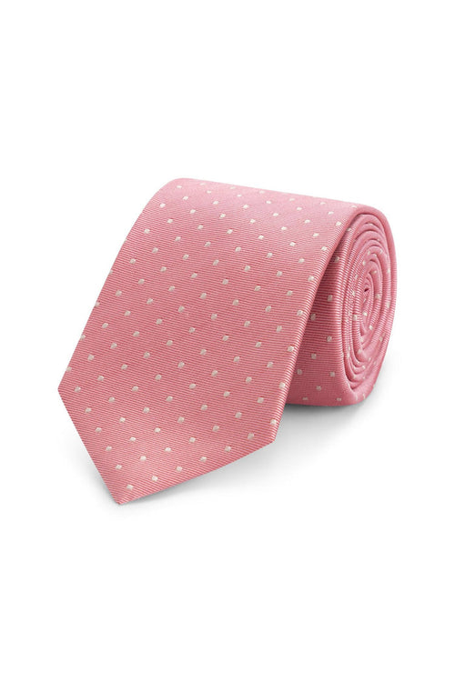 Stropdas zijde stippel roze - roze zijde stropdas met subtiel stipprint en textuur.