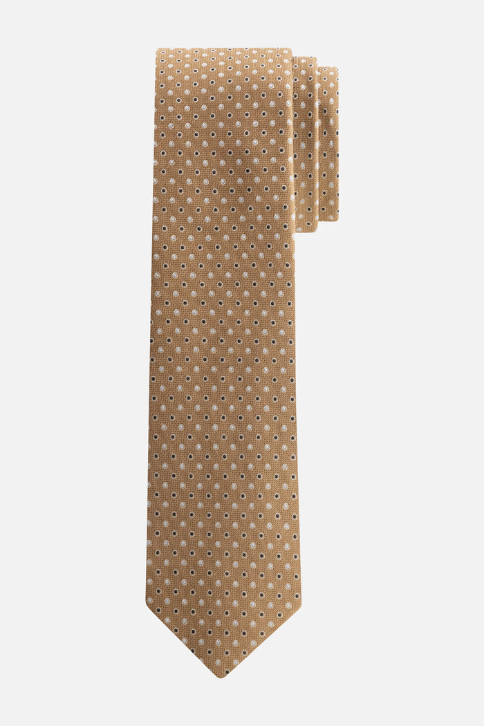 Stropdas zijde stippen beige