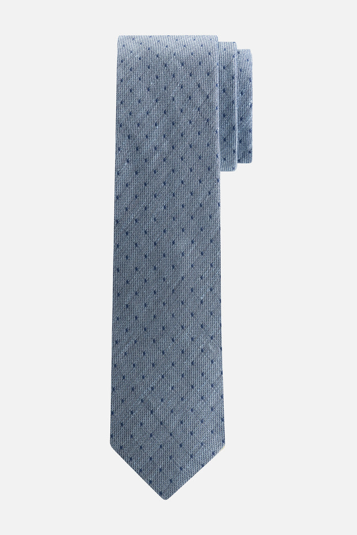 Stropdas zijde strepen-vierkantjes blauw
