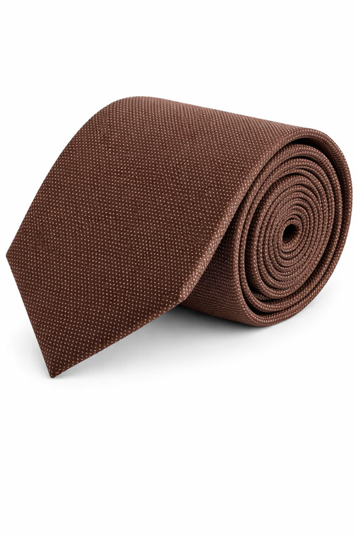 Stropdas zijde structuur bruin, bruin zijde stropdas met subtiele structuur. Perfect voor formele gelegenheden.