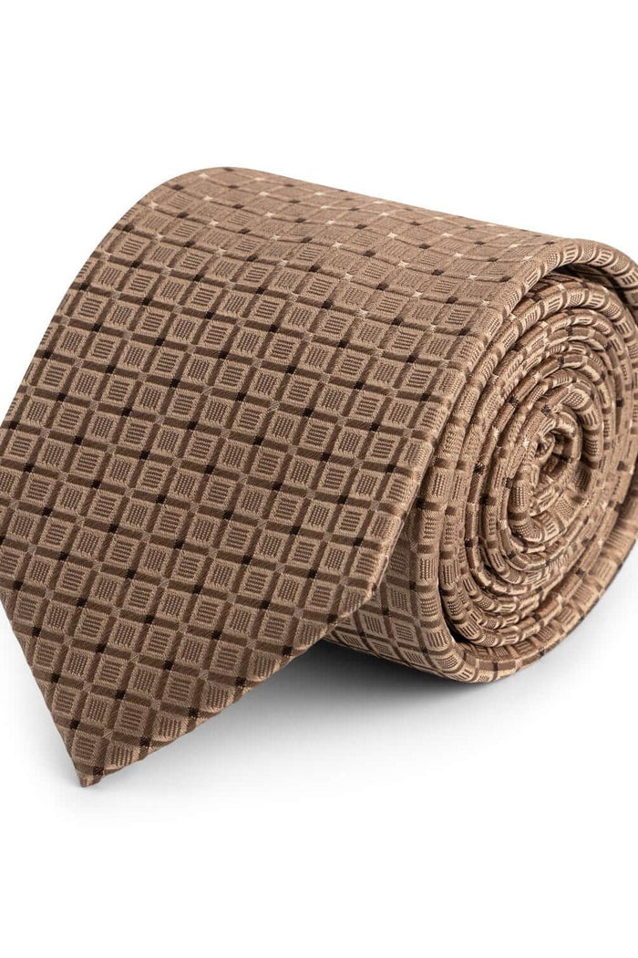 Stropdas zijde wieber bruin, elegante zijden stropdas met subtiele glans voor zakelijke outfits.