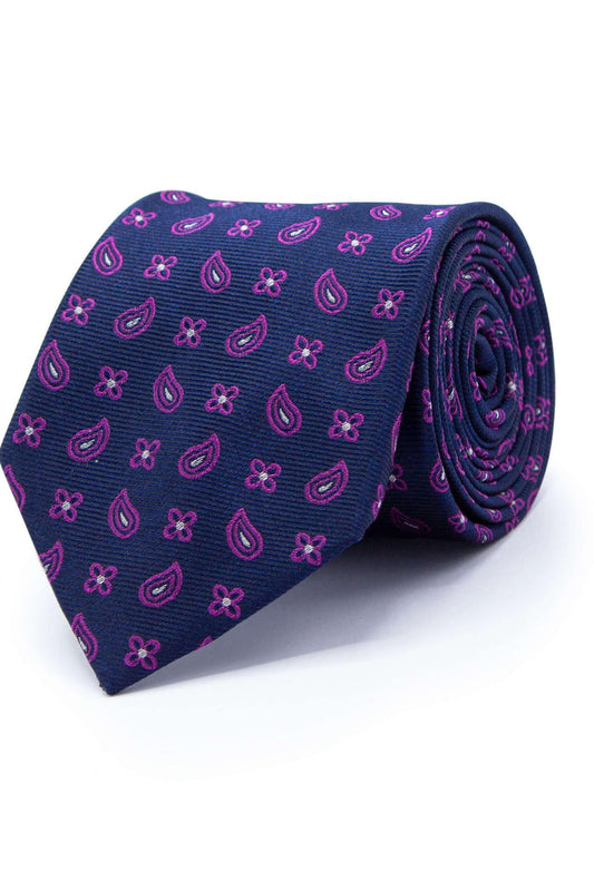 Stropdas zijde met multikleurig patroon in paars en blauw, perfect voor stylish outfits.