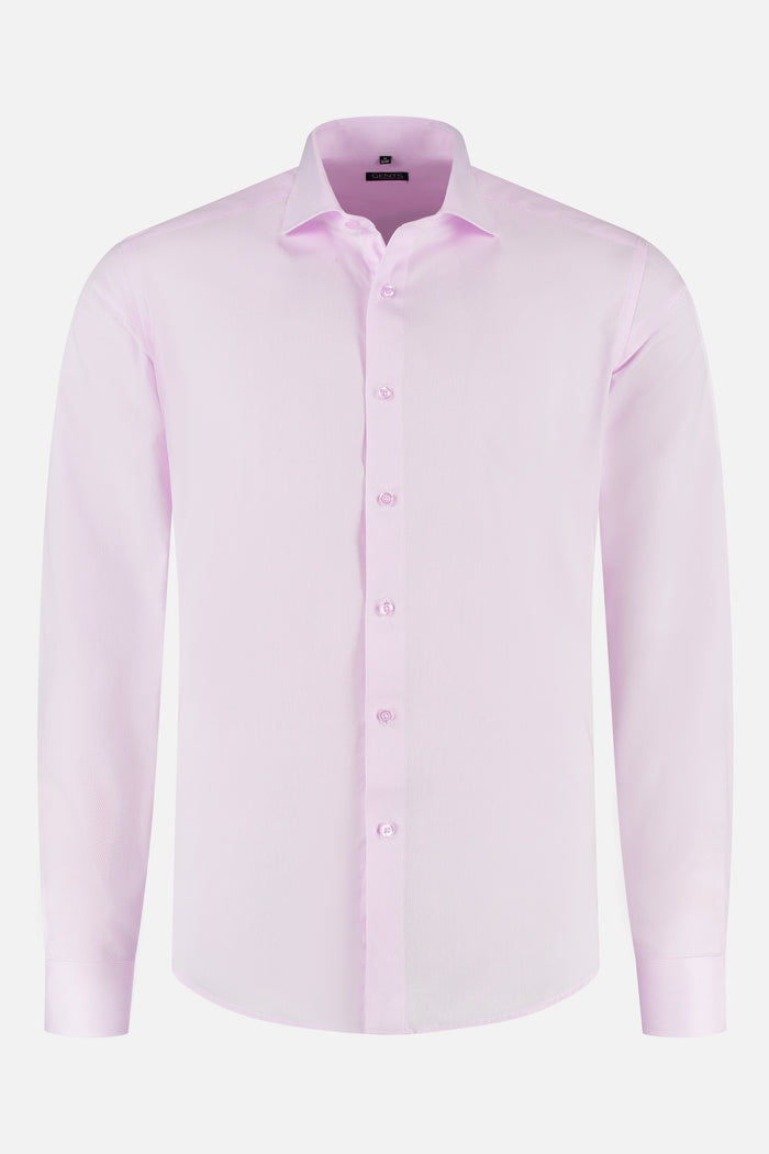 Structure pink long-sleeve shirt displayed on a white background.