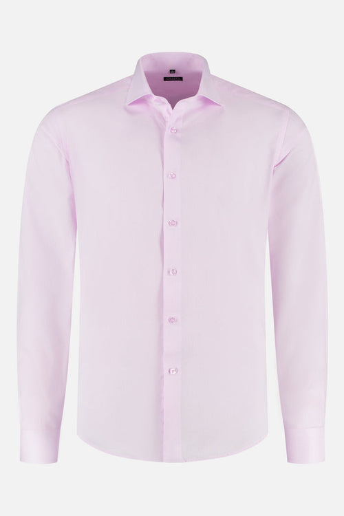 Structure pink long-sleeve shirt displayed on a white background.