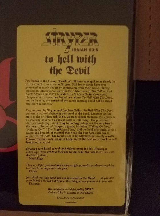 STRYPER - TO HELL WITH THE DEVIL (*NEW-Vinyl, 1986, Enigma)