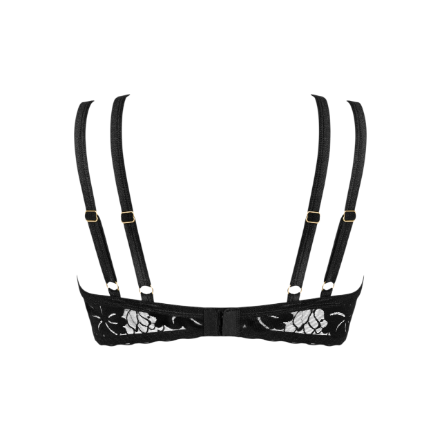 Sutien sexy OBSESSIVE Arienna, din dantela, cupe întărite pentru suport, bretele reglabile, culoare negru, mărime XS/S
