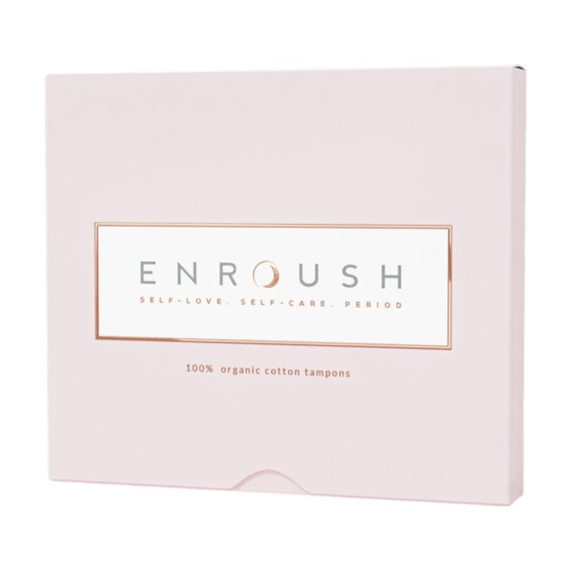 Tampoane ENROUSH 100% Organic Cotton Tampons Normal, pentru flux mediu, hipoalergenic, fără plastic. fără coloranți, 16 buc