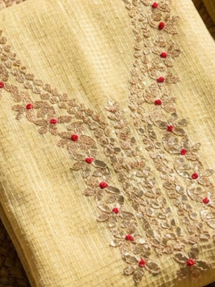 Indiehaat | Kota Cotton Gota Patti Suit Material Beige