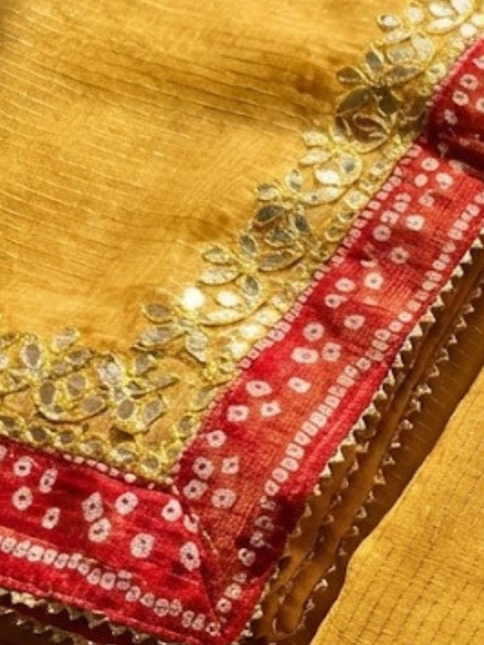 Indiehaat | Kota Cotton Gota Patti Suit Material Yellow