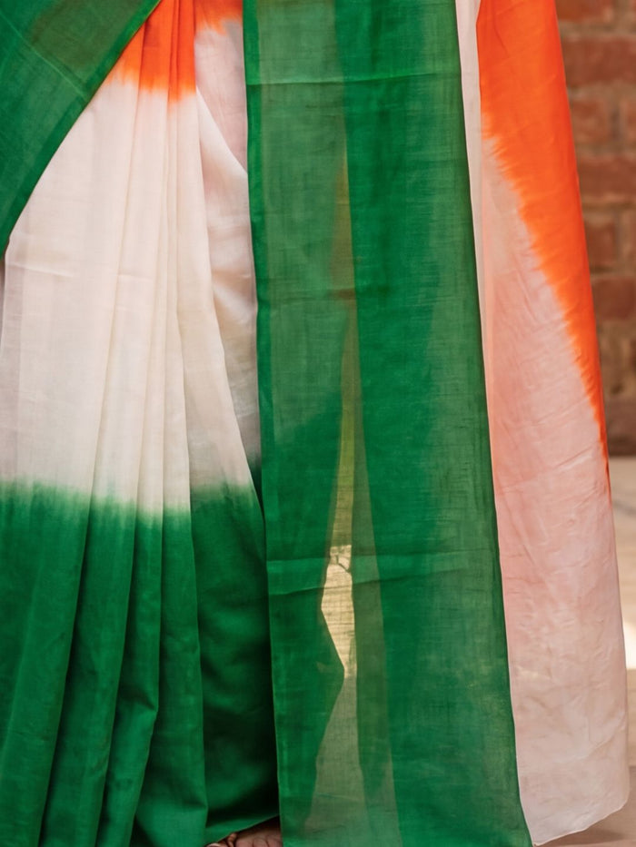 Indiehaat | Slun Linen Hand Dyed Saree Multicolor