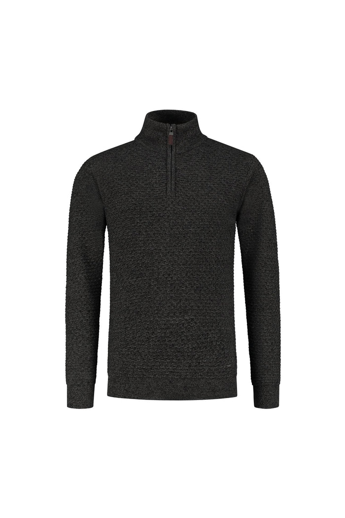 Trui halfzip groen grijs, katoenen halfzip trui met ademend comfort en veelzijdigheid.