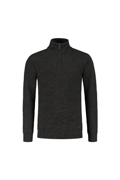 Trui halfzip groen grijs, katoenen halfzip trui met ademend comfort en veelzijdigheid.